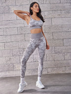 Nylon Graphic Print Sleeveless Two-Piece Yoga Set