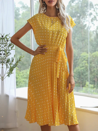 Elegant Belted A-Line Dress