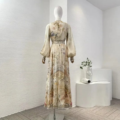 Elegant Lace Patchwork Midi Dress