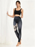 Faux Denim Print Leggings