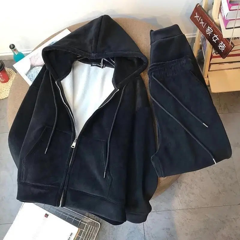 Velvet Zipper Jogging Suit