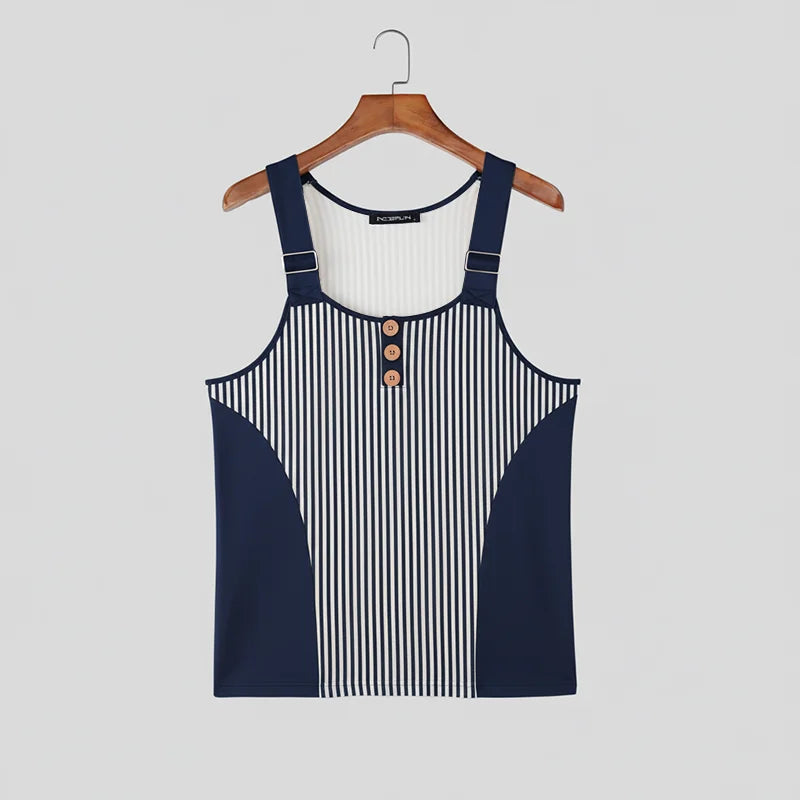 INCERUN Striped Patchwork Tank Top