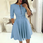 Patchwork A-Line Belt Dress