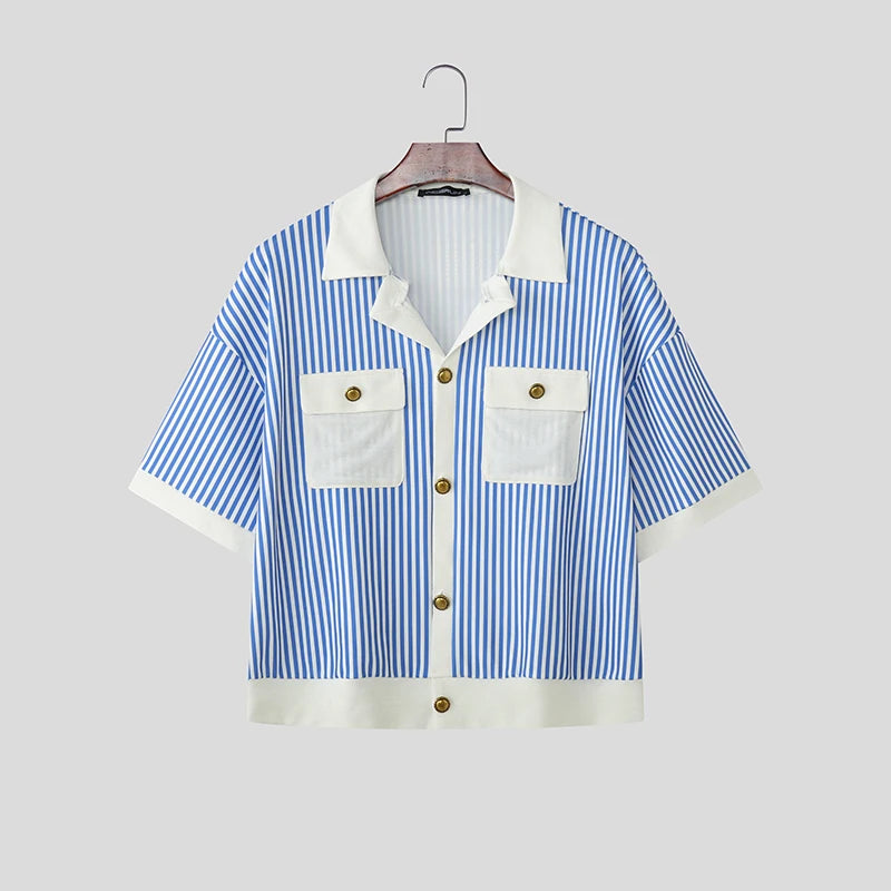 Striped Patchwork Casual Shirt