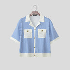 Striped Patchwork Casual Shirt