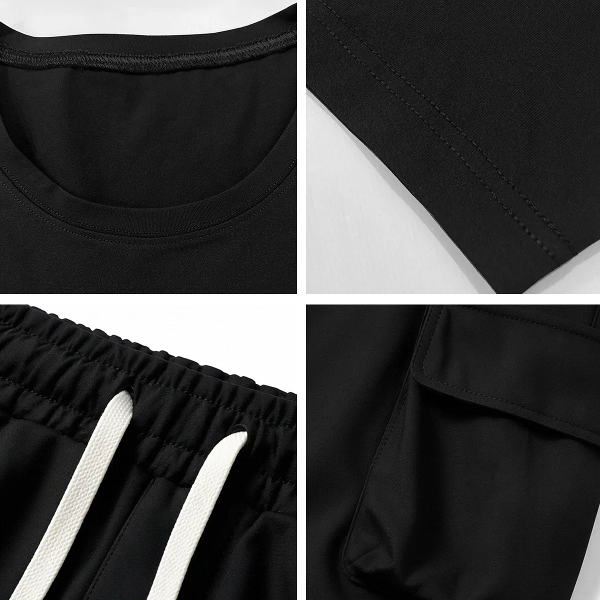 Multi-Pocket Cargo Pants T-Shirt Set