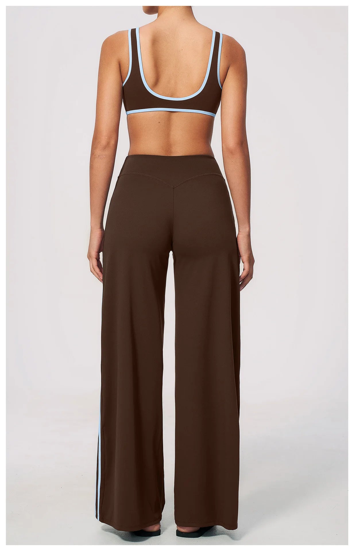 Nylon Striped Sleeveless True-To-Size Fit Two-Piece Yoga Set