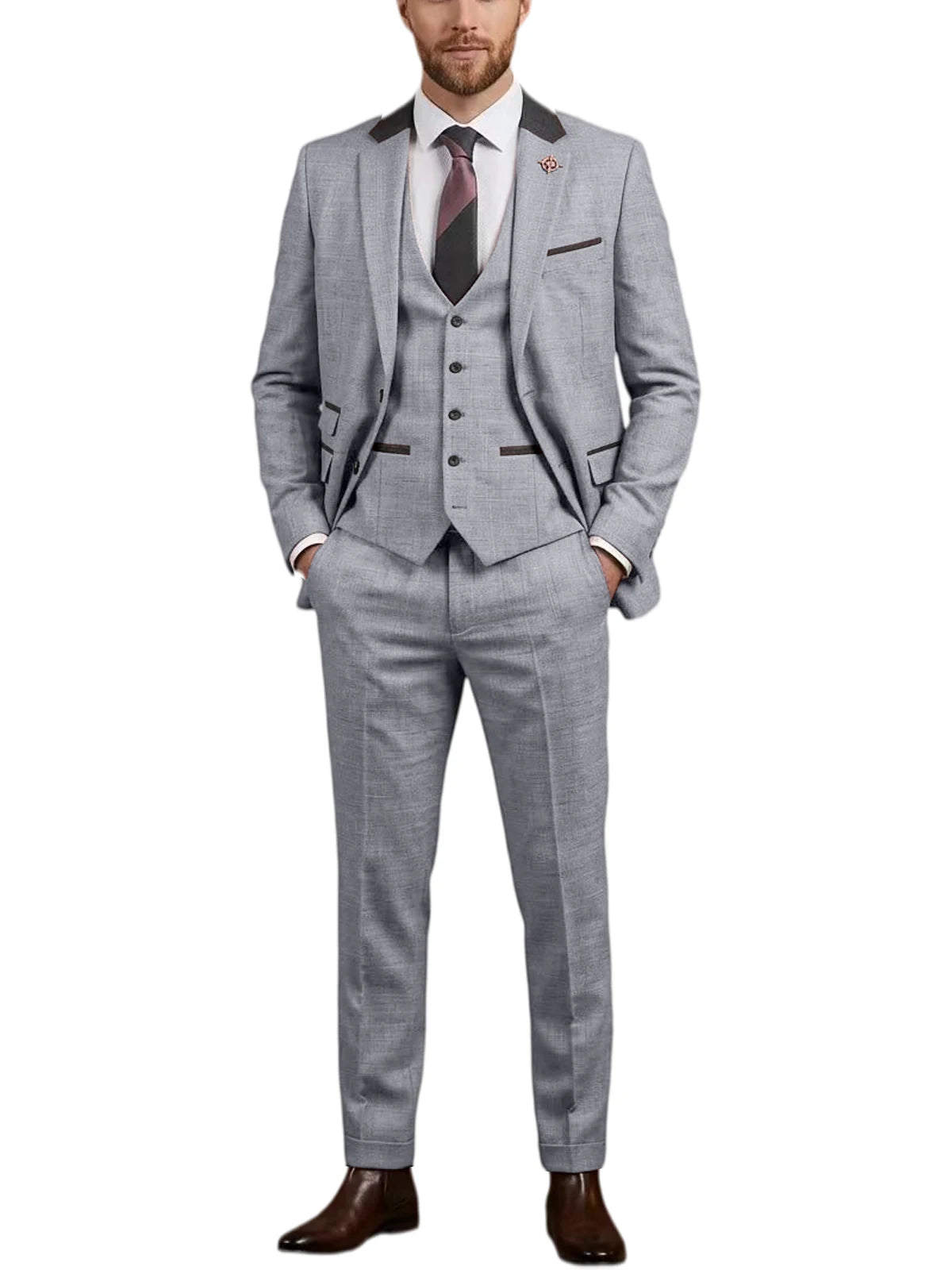 Linen Three-Piece Notch-Lapel Suit