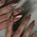 Leopard Print French False Nails
