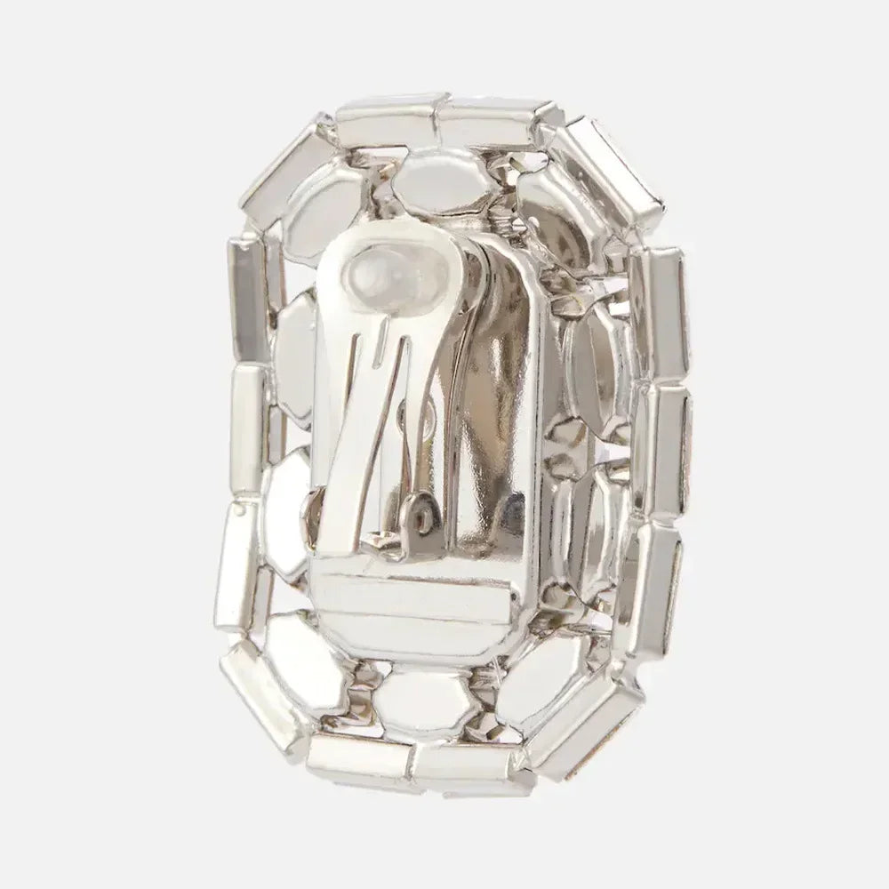Crystal Square Clip Earrings