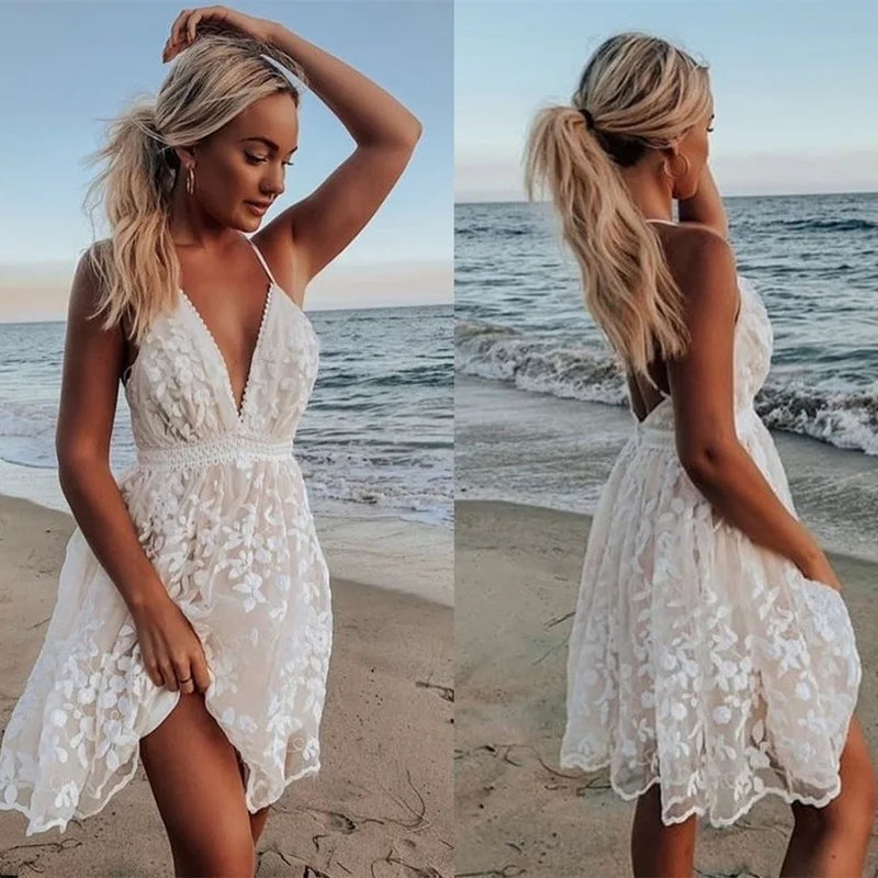 Elegant Embroidery V-Neck Dress