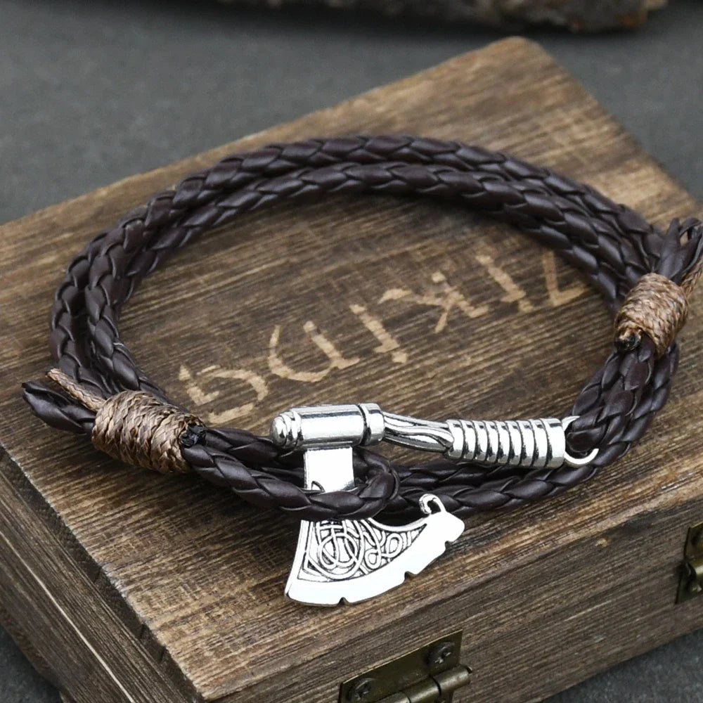 Viking Axe Leather Bracelet