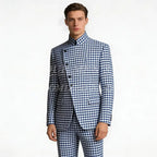 Houndstooth Mandarin-Collar Slim Suit