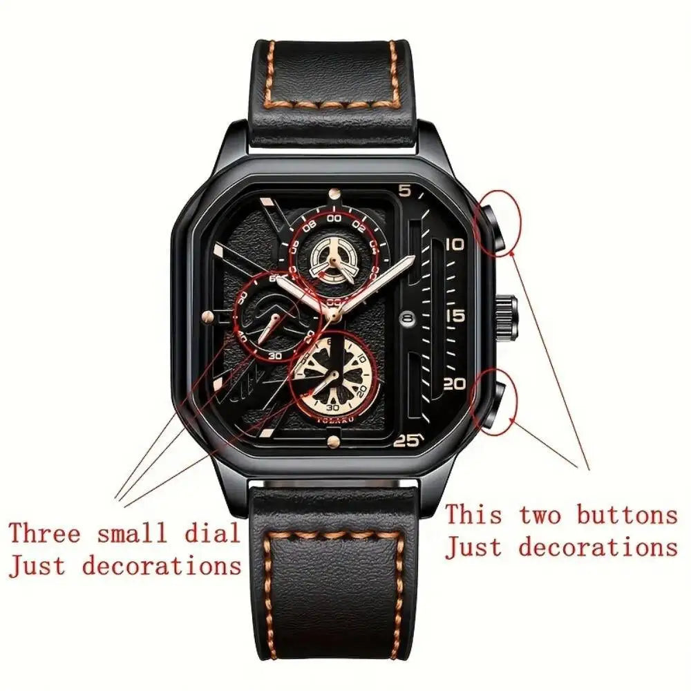 Yolako Square Leather Quartz Watch