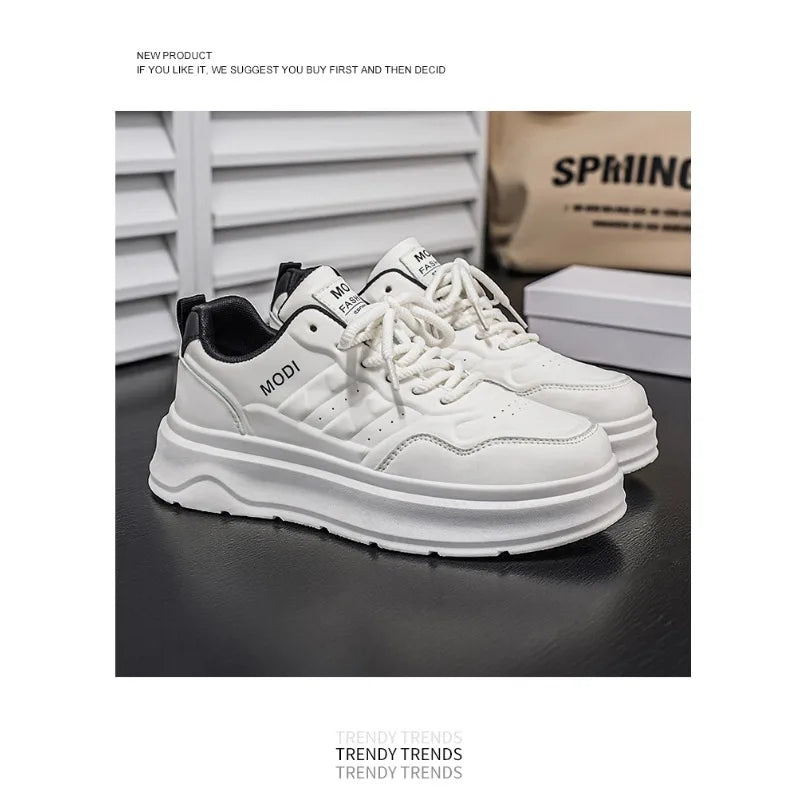 Summer White Platform Leather Sneakers