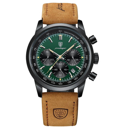 Luminous Leather Chronograph Watch