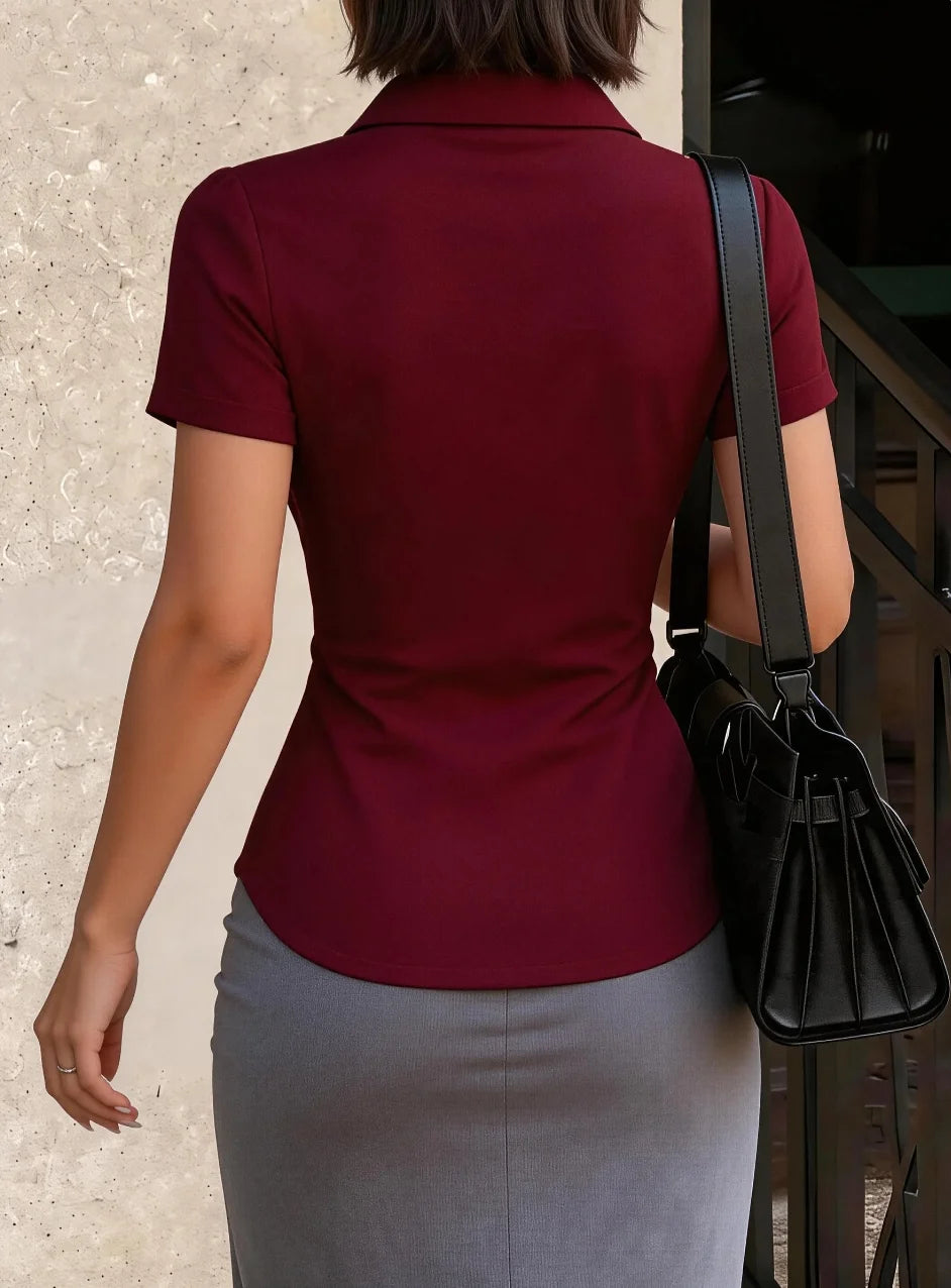 Jersey Solid Button Front Regular Fit T-Shirt