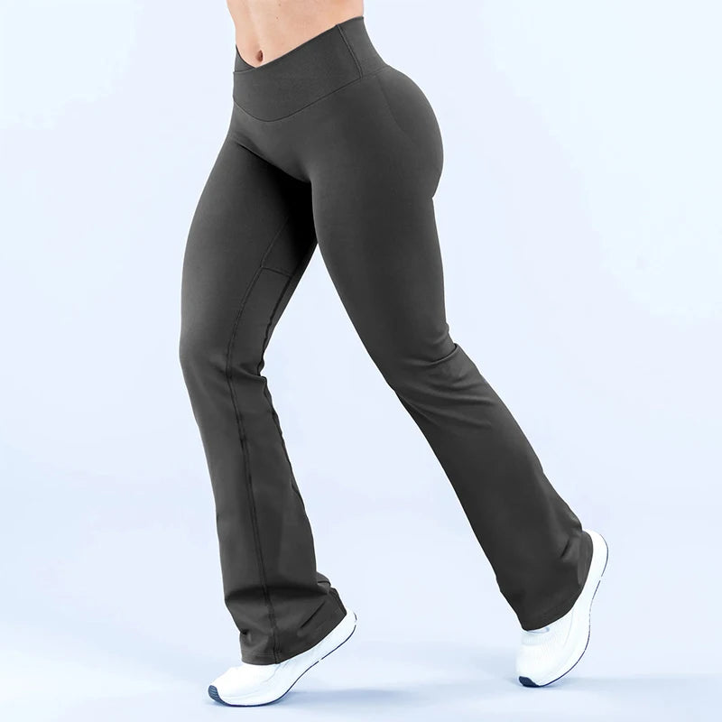 WAREBALL Cross-Waist Flared Leggings