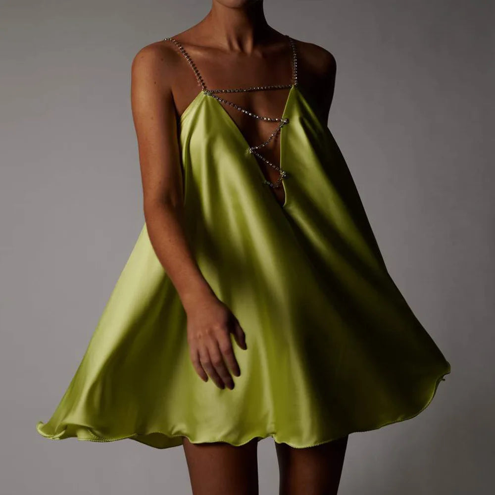 Mini Casual Chain Suspender Dress