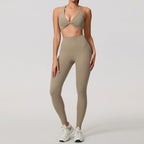 Nylon Solid Long Sleeve Two-Piece Yoga Set
