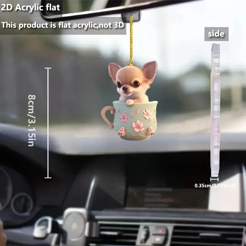 Cute Teacup Puppy Keychain