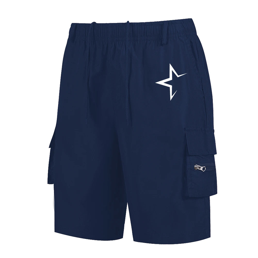 Quick-Dry Star Print Cargo Shorts