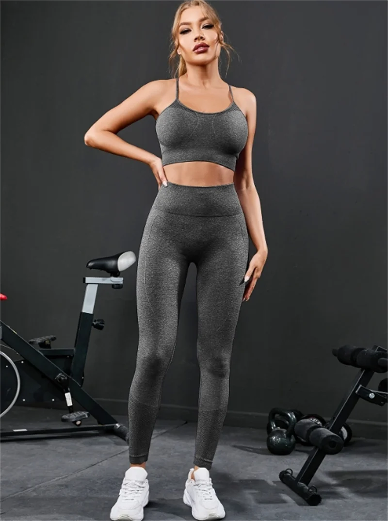 Nylon Geometric Print Sleeveless Two-Piece Yoga Set
