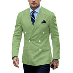Linen Double-Breasted Slim Tuxedo Blazer
