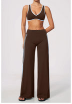 Nylon Striped Sleeveless True-To-Size Fit Two-Piece Yoga Set
