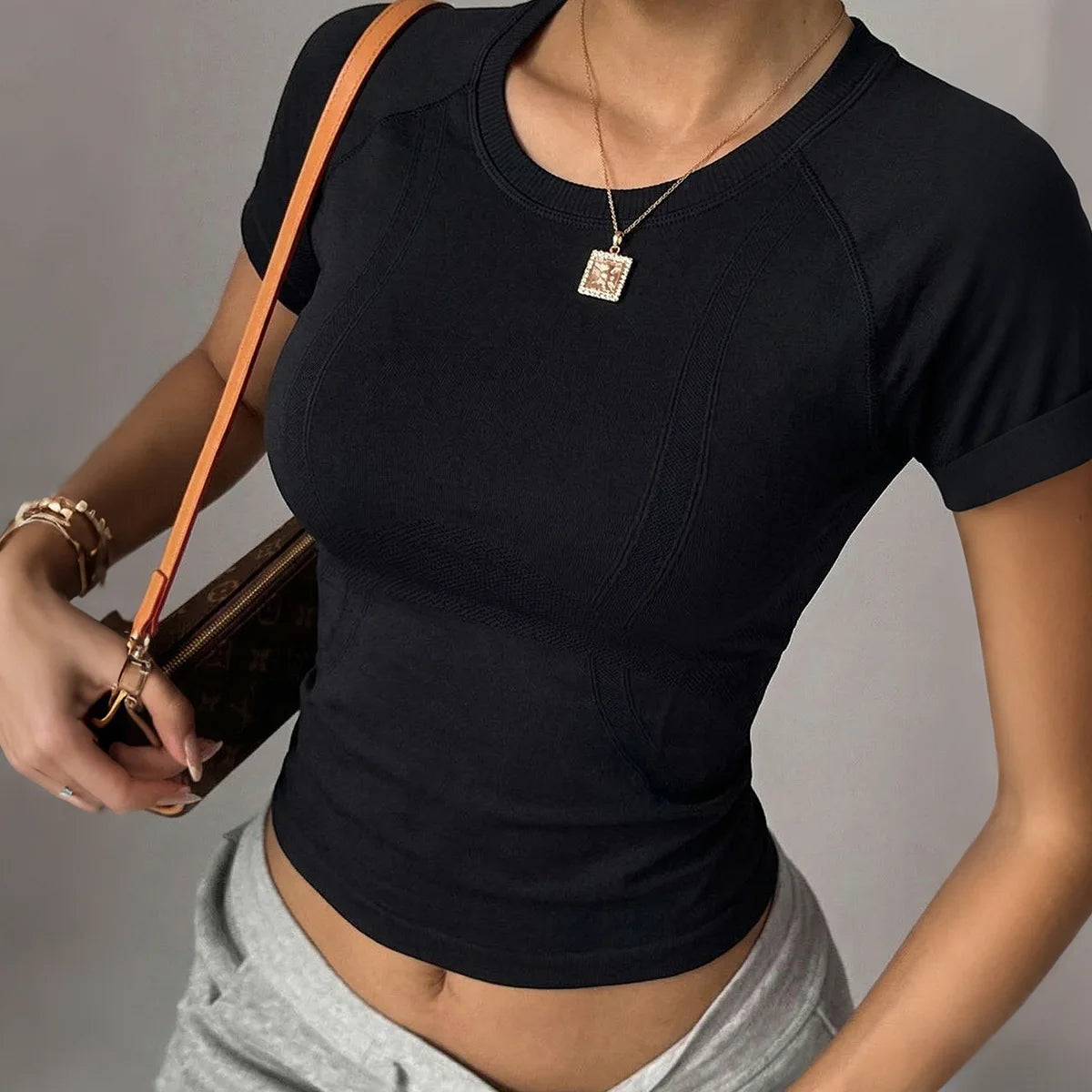 Blended Solid Crew Neck Slim Fit Top