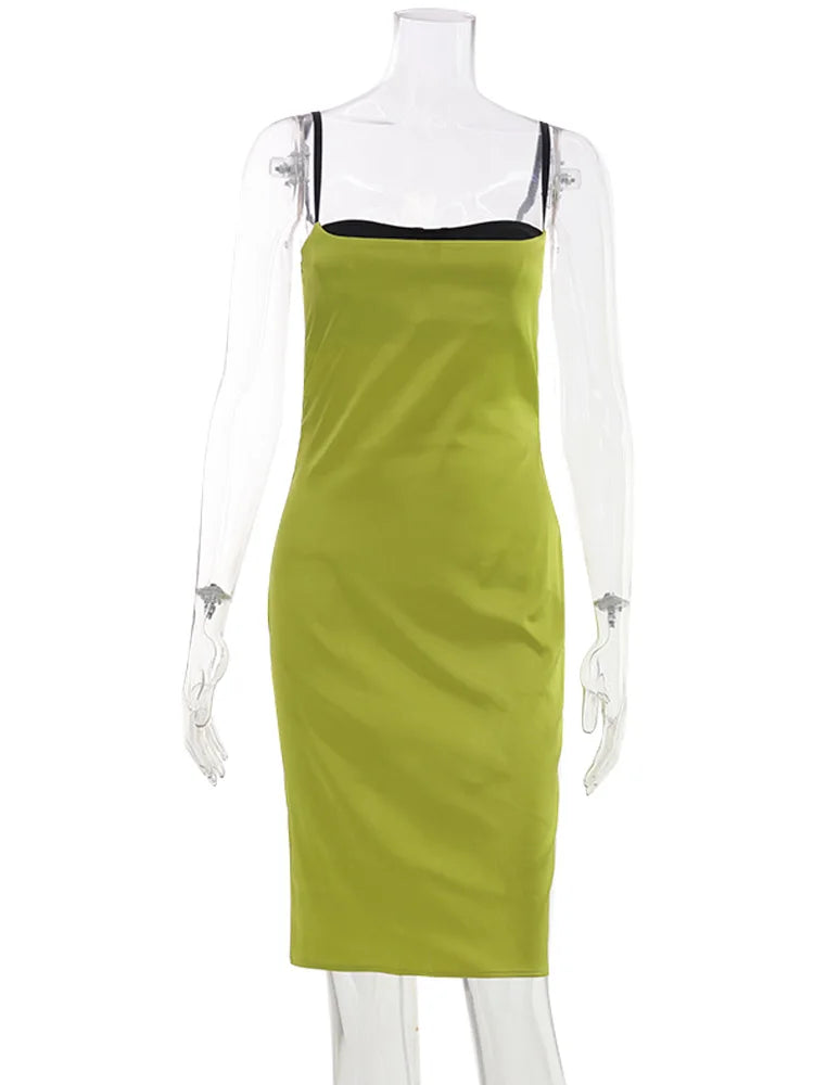 Patchwork Slash-Neck Camisole Dress
