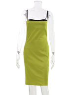 Patchwork Slash-Neck Camisole Dress