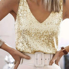 Sequin V-Neck Tank Top
