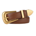 Burgundy Leather Belt with Gold Buckle