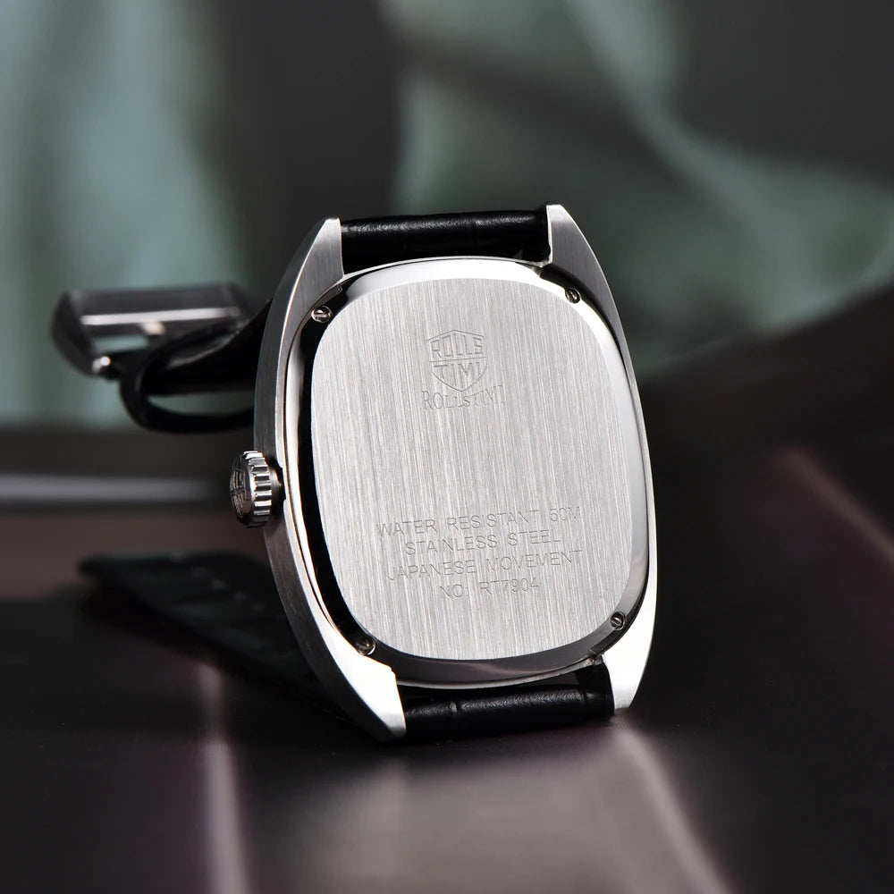 RollsTimi Oval Leather Quartz Watch