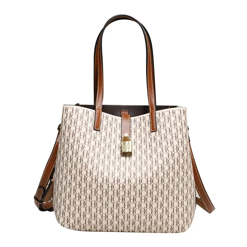 Letter Print Leather Crossbody Bag