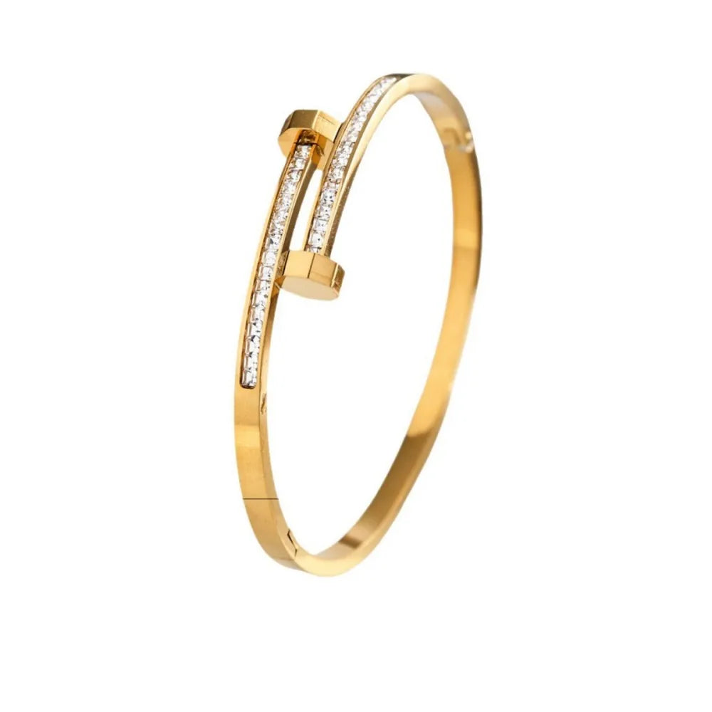 Floral Zircon Bangle Bracelet