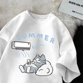 Women Summer Cartoon Print Shirt
