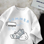 Women Summer Cartoon Print Shirt