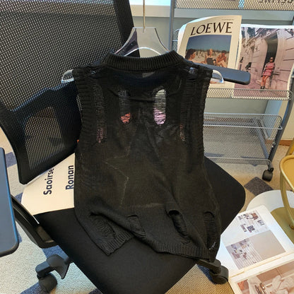 Sleeveless Hollow Knit Tank