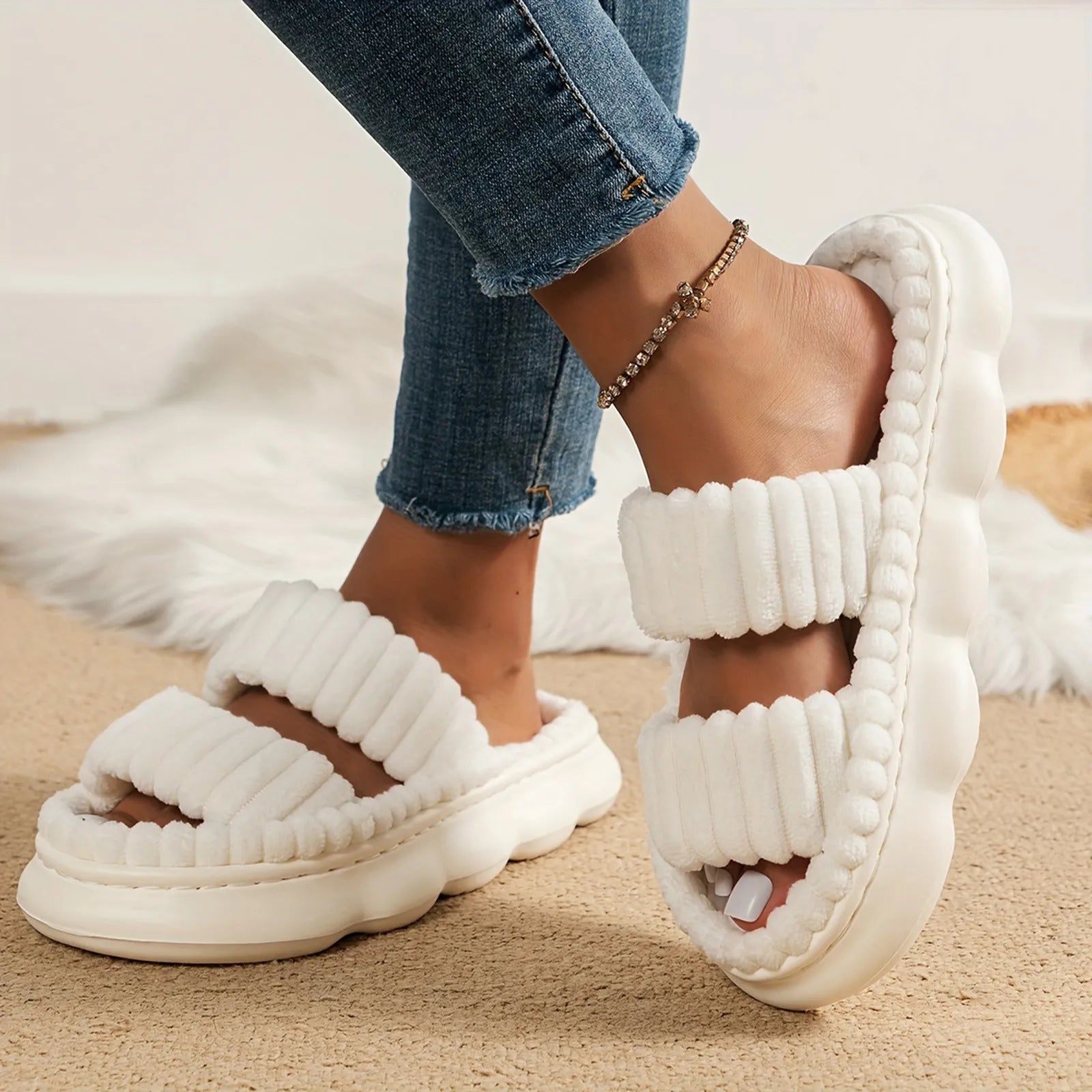 Women Corduroy Home Slippers