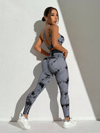 Checkered Seamless High-Waist Two-Piece Yoga Set