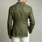 Linen Peak-Lapel Double-Breasted Blazer