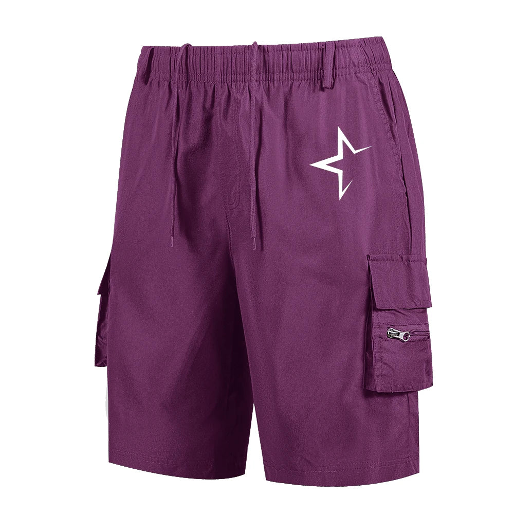 Quick-Dry Star Print Cargo Shorts