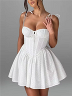 White Lace Embroidered Mini Dress