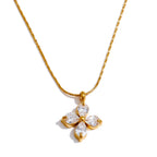 Flower Zircon Pendant Necklace