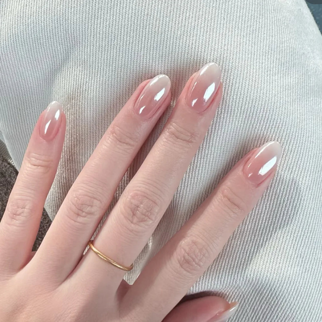French Tip Fake Nails Almond