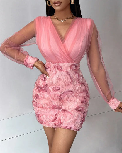Sheer Floral Party Dress