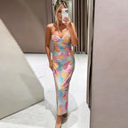 Floral Mesh Pleated Slip Dress