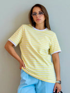 Contrast Striped Round Neck T-Shirt
